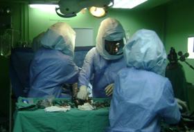 Profesionales médicos en la operación