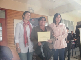 Karina Velásquez, Coordinadora Regional (S) del  Fonadis, Sandra Leal Cayún, Tamara Riquelme, Jefa DESAM Maullín.
