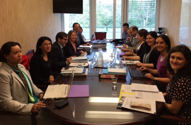 Delegación chilena reunidos, entre ellos la Subsecretaria de Evaluación Social y el Director Nacional del Senadis
