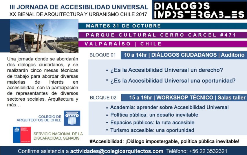 Afiche III Jornada de Accesibilidad Universal en Bienal de Arquitectura